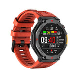 M-Rex4 Men Rugged GPS Smart Watch, 5ATM Waterproof Bluetooth Call Fitness Tracker Heart Rate Sleep Monitor，Orange Red - Side View
