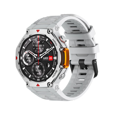 M-Rex4 Men Rugged GPS Smart Watch, 5ATM Waterproof Bluetooth Call Fitness Tracker Heart Rate Sleep Monitor，white