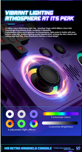 M9 Pocket Retro Video Game Handheld Console with Colorful RGB Light Joystick，black