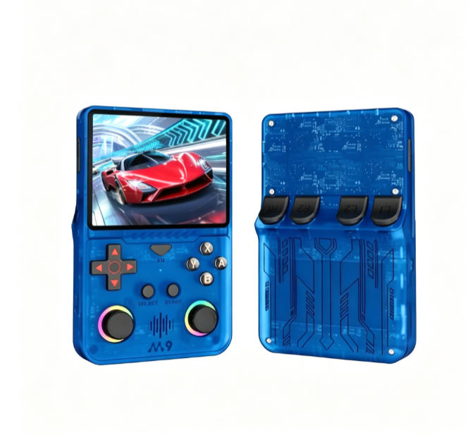 M9 Pocket Retro Video Game Handheld Console with Colorful RGB Light Joystick，blue