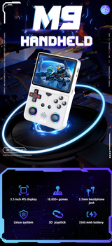 M9 Pocket Retro Video Game Handheld Console with Colorful RGB Light Joystick，purple - Front View