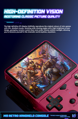 M9 Pocket Retro Video Game Handheld Console with Colorful RGB Light Joystick，purple