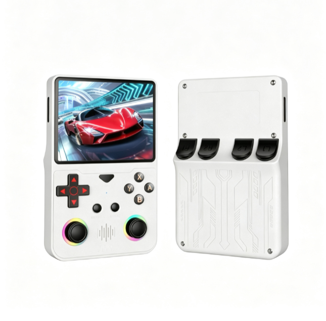 M9 Pocket Retro Video Game Handheld Console with Colorful RGB Light Joystick，white