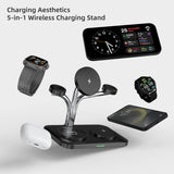 OC22 5-in-1 Wireless Charging Stand Multi Device Fast Charging Dock，black - Front View