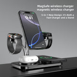 OC22 5-in-1 Wireless Charging Stand Multi Device Fast Charging Dock，black - Side View