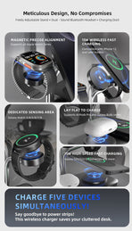OC22 5-in-1 Wireless Charging Stand Multi Device Fast Charging Dock，black
