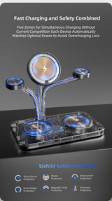 OC22 5-in-1 Wireless Charging Stand Multi Device Fast Charging Dock，black - Close-Up Angle