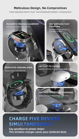OC22 5-in-1 Wireless Charging Stand Multi Device Fast Charging Dock，white - Close-Up Angle
