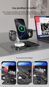 OC22 5-in-1 Wireless Charging Stand Multi Device Fast Charging Dock，white