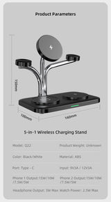 OC22 5-in-1 Wireless Charging Stand Multi Device Fast Charging Dock，white - Extra Image