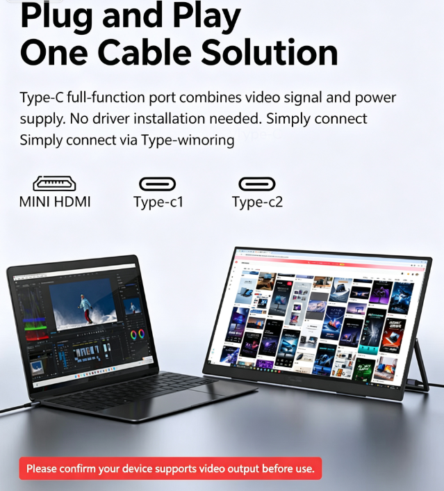 15.6" FHD 1080P Portable Monitor 240Hz 100% sRGB Wired USB-C HDMI External Travel Screen for Laptop Phone Game Consoles，black