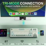SOLAKAKA SK90 75% Compact Wireless Keyboard with Independent Number Pad，Green & White - Side View