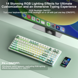 SOLAKAKA SK90 75% Compact Wireless Keyboard with Independent Number Pad，Green & White - 45-Degree Angle