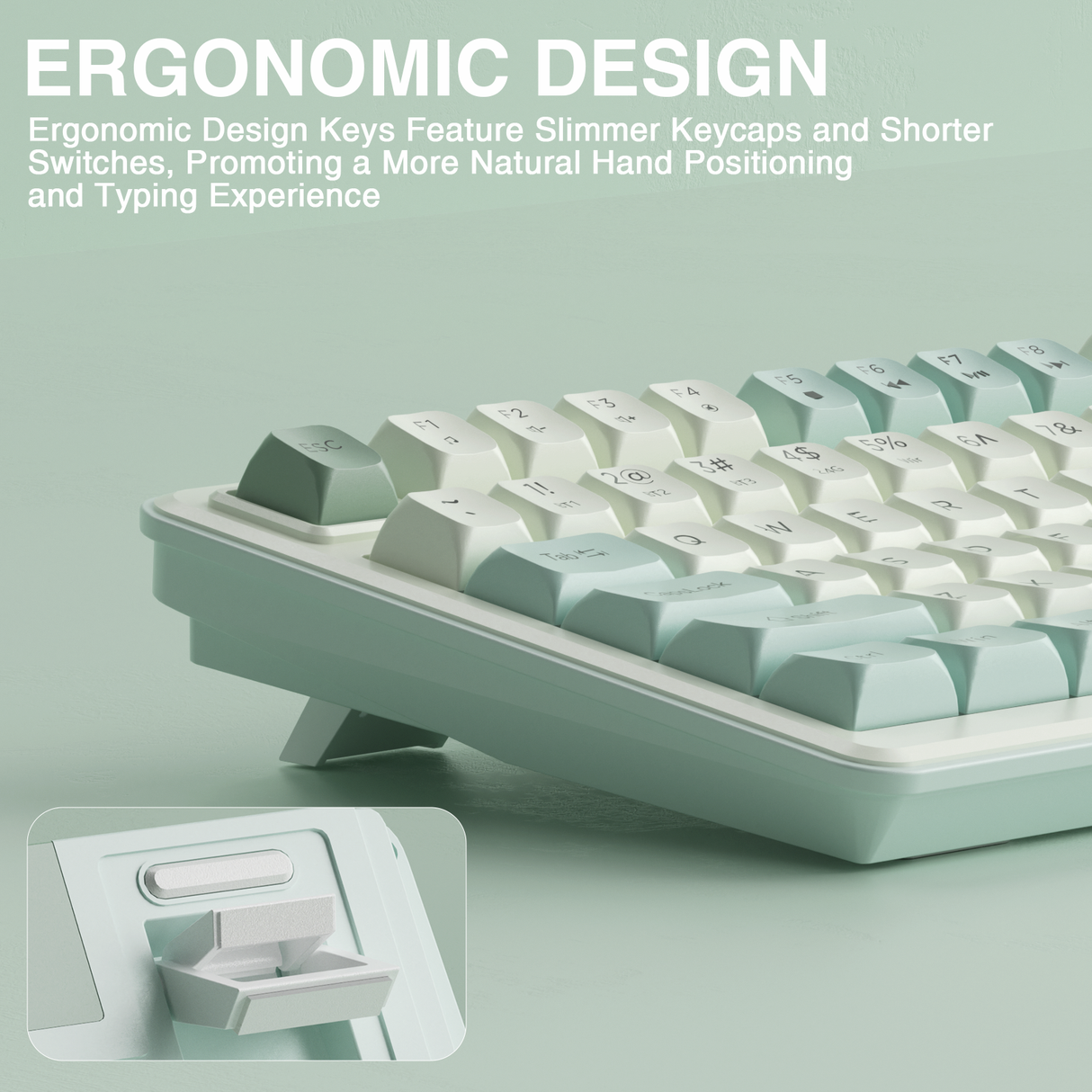 SOLAKAKA SK90 75% Compact Wireless Keyboard with Independent Number Pad，Green & White