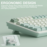 SOLAKAKA SK90 75% Compact Wireless Keyboard with Independent Number Pad，Green & White - Close-Up Angle