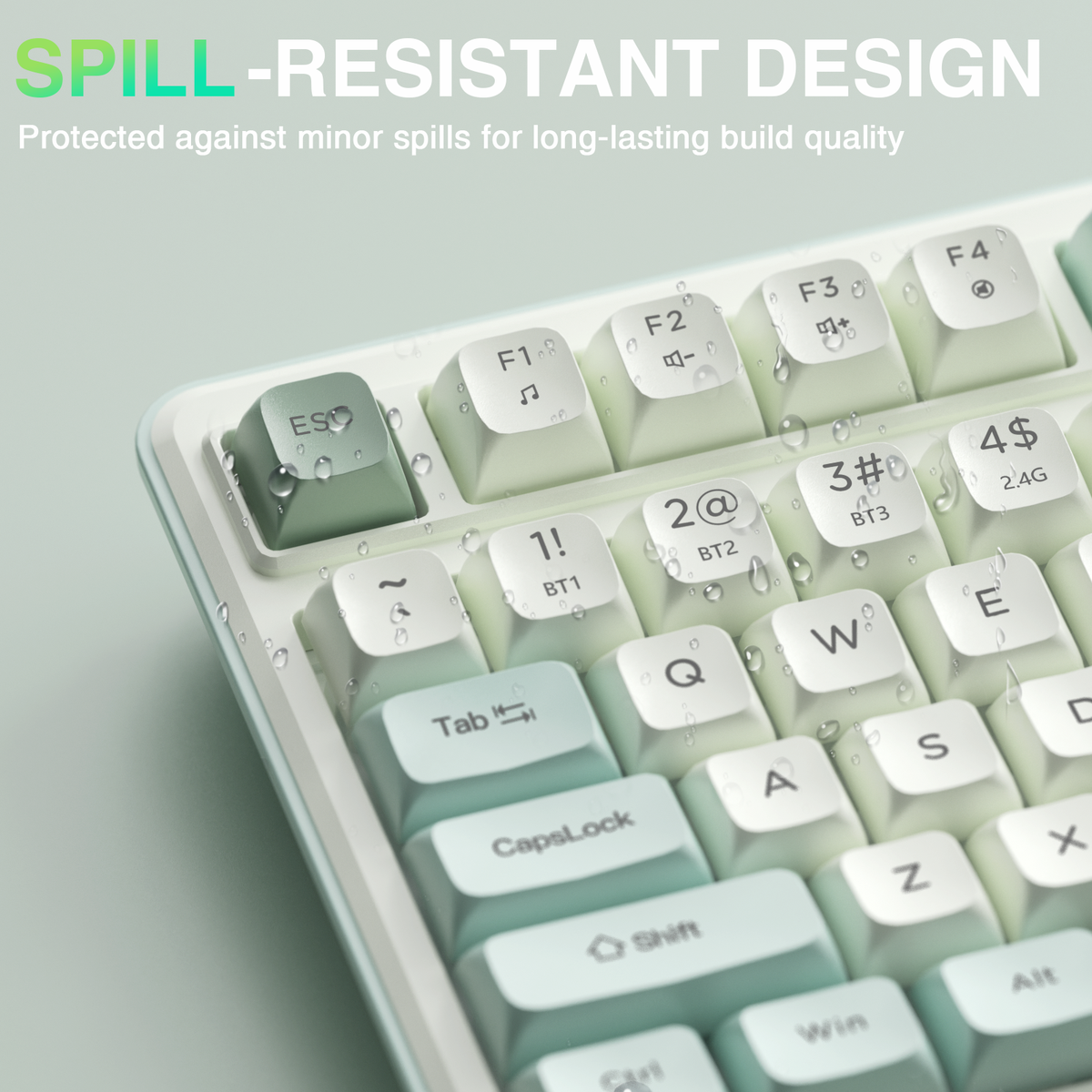 SOLAKAKA SK90 75% Compact Wireless Keyboard with Independent Number Pad，Green & White