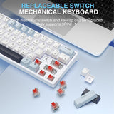 SOLAKAKA SK961 Tri-Mode Wireless RGB Backlit Mechanical Gaming Keyboard，white&blue - Front View
