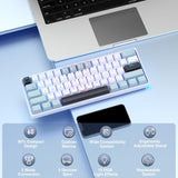SOLAKAKA SK961 Tri-Mode Wireless RGB Backlit Mechanical Gaming Keyboard，white&blue - Side View