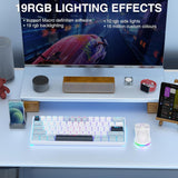 SOLAKAKA SK961 Tri-Mode Wireless RGB Backlit Mechanical Gaming Keyboard，white&blue - Top-Down View