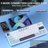 SOLAKAKA SK961 Tri-Mode Wireless RGB Backlit Mechanical Gaming Keyboard，white&blue - 45-Degree Angle