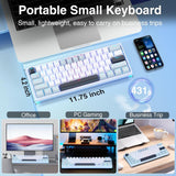SOLAKAKA SK961 Tri-Mode Wireless RGB Backlit Mechanical Gaming Keyboard，white&blue - Rear View