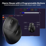 SOLAKAKA SM520 Tri-Mode Vertical Ergonomic Mouse, 24000 DPI Programmable Wireless Vertical Mouse，black - Side View