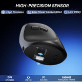 SOLAKAKA SM520 Tri-Mode Vertical Ergonomic Mouse, 24000 DPI Programmable Wireless Vertical Mouse，black - Top-Down View