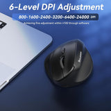 SOLAKAKA SM520 Tri-Mode Vertical Ergonomic Mouse, 24000 DPI Programmable Wireless Vertical Mouse，black - 45-Degree Angle
