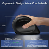 SOLAKAKA SM520 Tri-Mode Vertical Ergonomic Mouse, 24000 DPI Programmable Wireless Vertical Mouse，black - Low Angle