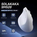 SOLAKAKA SM520 Tri-Mode Vertical Ergonomic Mouse, 24000 DPI Programmable Wireless Vertical Mouse，white - 45-Degree Angle