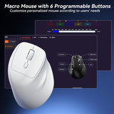 SOLAKAKA SM520 Tri-Mode Vertical Ergonomic Mouse, 24000 DPI Programmable Wireless Vertical Mouse，white - Rear View