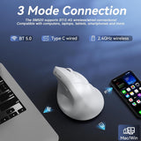 SOLAKAKA SM520 Tri-Mode Vertical Ergonomic Mouse, 24000 DPI Programmable Wireless Vertical Mouse，white - Close-Up Angle