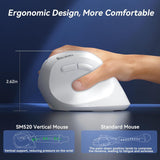 SOLAKAKA SM520 Tri-Mode Vertical Ergonomic Mouse, 24000 DPI Programmable Wireless Vertical Mouse，white - Low Angle