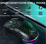 SOLAKAKA SM600 Honeycomb Shell Gaming Mouse Wireless,black - Front View