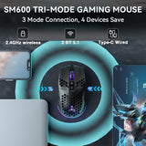 SOLAKAKA SM600 Honeycomb Shell Gaming Mouse Wireless,black - Side View