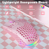 SOLAKAKA SM600 Honeycomb Shell Gaming Mouse Wireless,pink