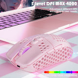 SOLAKAKA SM600 Honeycomb Shell Gaming Mouse Wireless,pink - Side View