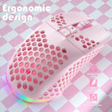 SOLAKAKA SM600 Honeycomb Shell Gaming Mouse Wireless,pink - 45-Degree Angle