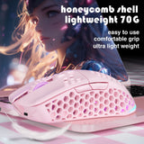 SOLAKAKA SM600 Honeycomb Shell Gaming Mouse Wireless,pink - Close-Up Angle