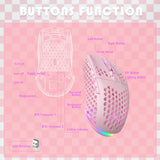 SOLAKAKA SM600 Honeycomb Shell Gaming Mouse Wireless,pink - Low Angle
