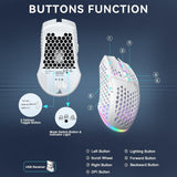 SOLAKAKA SM600 Honeycomb Shell Gaming Mouse Wireless,white - Low Angle