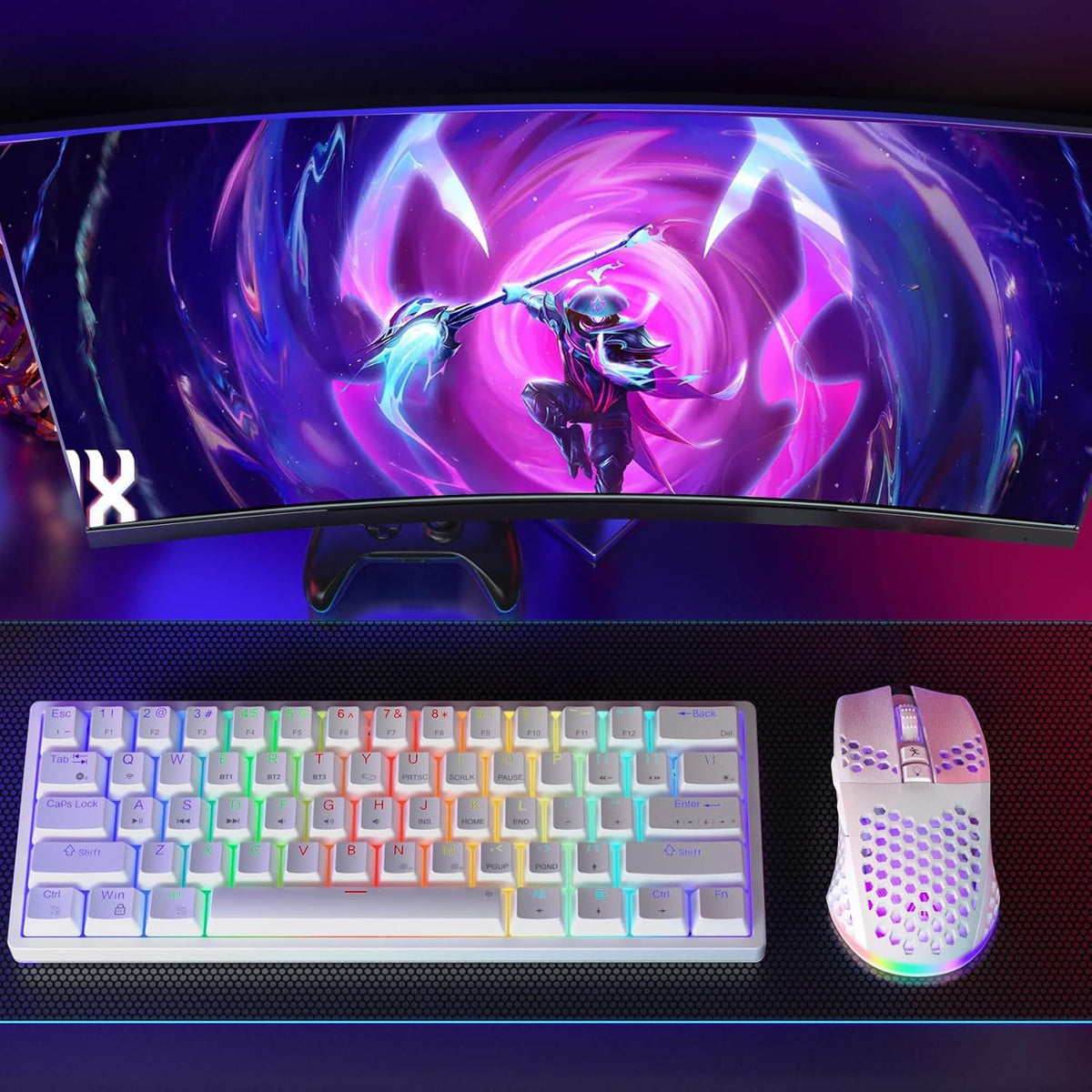 SOLAKAKA SM600 Honeycomb Shell Gaming Mouse Wireless,white