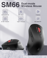 SM66 Dual Mode Wireless Gaming Mouse, Rechargeable RGB Ergonomic Mice with Adjustable DPI ,black - Front View