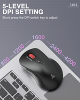 SM66 Dual Mode Wireless Gaming Mouse, Rechargeable RGB Ergonomic Mice with Adjustable DPI ,black - Top-Down View
