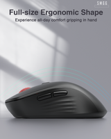 SM66 Dual Mode Wireless Gaming Mouse, Rechargeable RGB Ergonomic Mice with Adjustable DPI ,black - Rear View