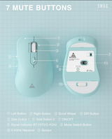 SM66 Dual Mode Wireless Gaming Mouse, Rechargeable RGB Ergonomic Mice with Adjustable DPI ,green - Close-Up Angle