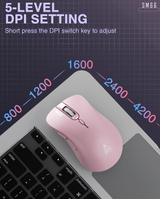 SM66 Dual Mode Wireless Gaming Mouse, Rechargeable RGB Ergonomic Mice with Adjustable DPI ,pink - Side View