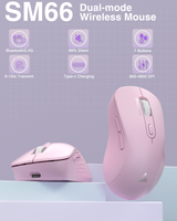 SM66 Dual Mode Wireless Gaming Mouse, Rechargeable RGB Ergonomic Mice with Adjustable DPI ,pink