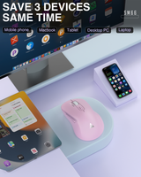 SM66 Dual Mode Wireless Gaming Mouse, Rechargeable RGB Ergonomic Mice with Adjustable DPI ,pink - Rear View