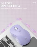 SM66 Dual Mode Wireless Gaming Mouse, Rechargeable RGB Ergonomic Mice with Adjustable DPI ,purple - Side View